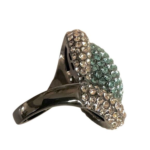 Walid Akkad Blue & White Pave Dome Cocktail Statement Ring - Picture 7 of 11